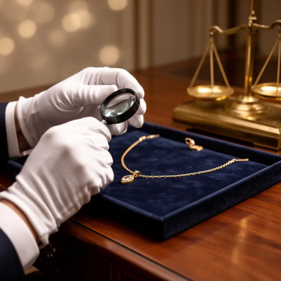 Expert taxeert gouden ketting met loep en weegschaal in Roosendaal
